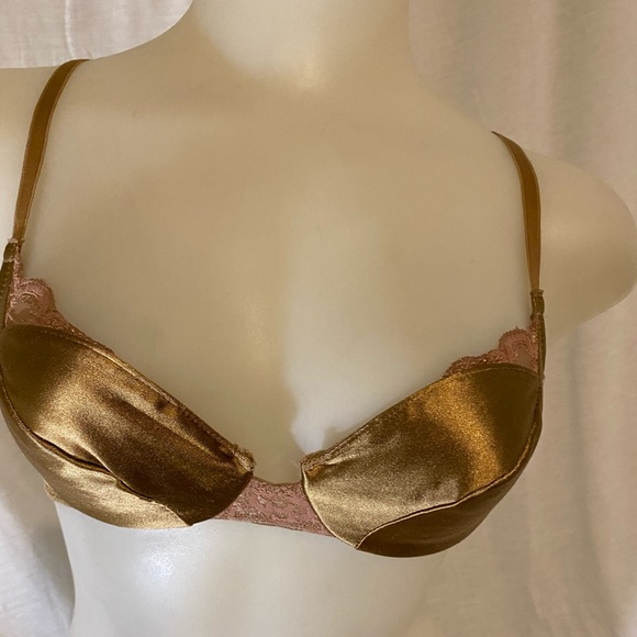 Ladies Vintage Bra Brown Satin Lily of France 34B - Picture 1 of 4